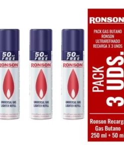 PACK GAS BUTANO RONSON 300 ML X 3 UNDS