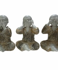 Set 3 Figuras Decorativas Budas Blancos Ciego , Sordo ,Mudo