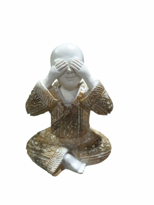 Set 3 Figuras Decorativas Budas Blancos Ciego , Sordo ,Mudo - Imagen 3