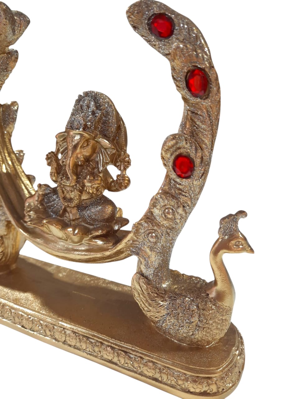 Figura De Ganesha Con Pavo Real Para El Hogar Dorado - Imagen 3