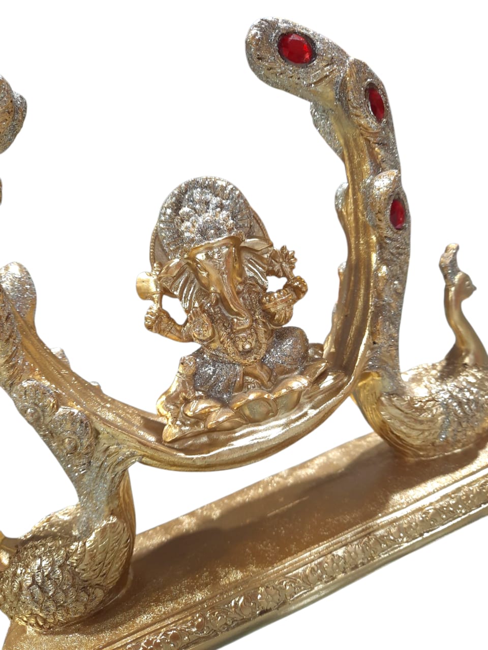 Figura De Ganesha Con Pavo Real Para El Hogar Dorado - Imagen 4