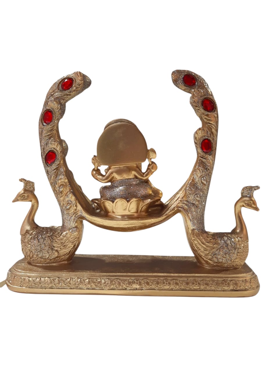 Figura De Ganesha Con Pavo Real Para El Hogar Dorado - Imagen 5