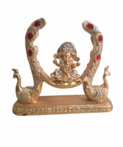 Figura De Ganesha Con Pavo Real Para El Hogar Dorado