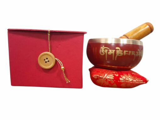 CUENCOS TIBETANO ROJO 10 CM - HECHO EN INDIA - Imagen 2