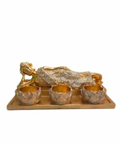 Figura Porta Vela De Buda Acostado Dorado