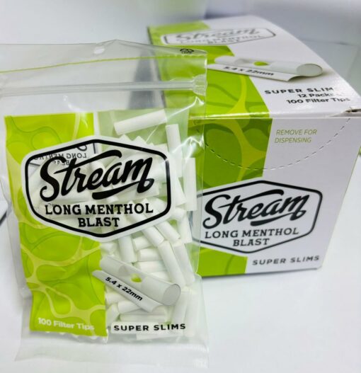 Filtros Stream Extra Slim Long Click 100 Filtro X 12 Bolsas Menta