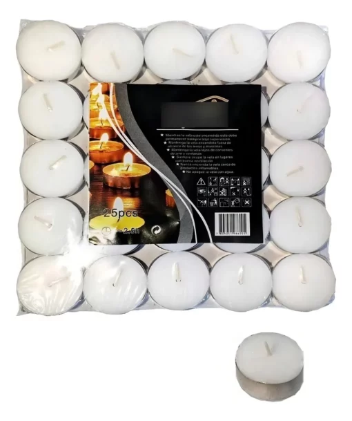 Velas Flotantes Tealight Color Blanco 25 Unidades