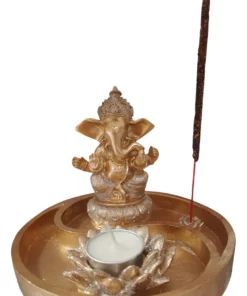Ganesha Con Porta Vela Dorado